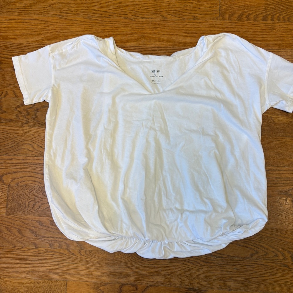 Anthropologie Maeve Bubble Crop White Top